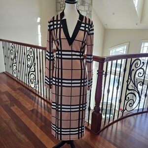 Elegant Plaid Long Sleeve Dress NEW